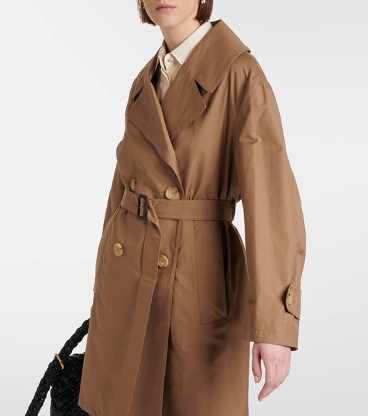 Cotton-blend twill trench coat