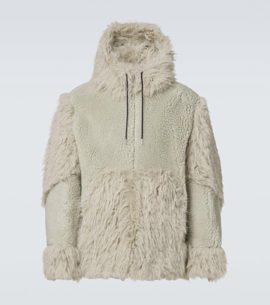 Faux fur-trimmed teddy jacket