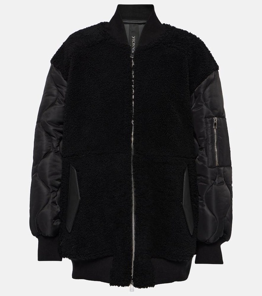 Shearling and leather bomber jacket