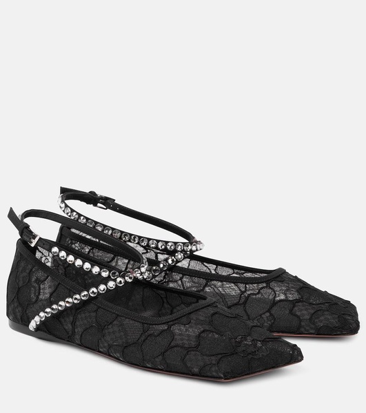 Ane embellished lace ballet flats