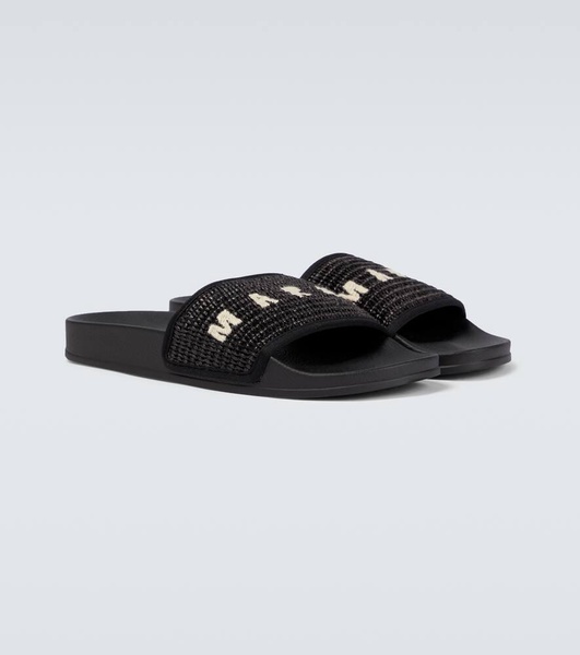 Raffia logo sandals