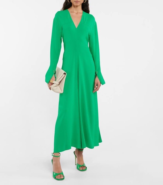 V-neck crêpe midi dress