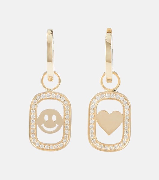 Open Icon 14kt gold drop earrings with diamonds