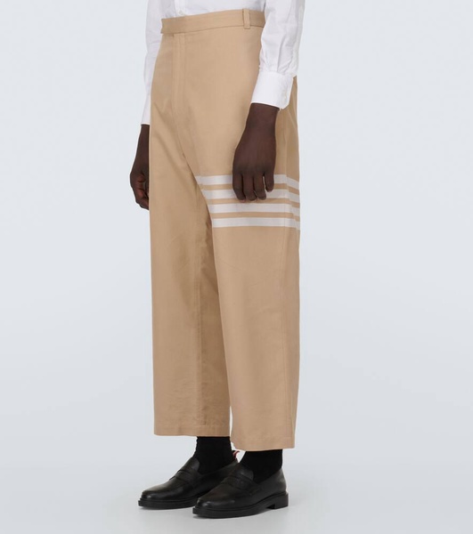 4-Bar cropped cotton straight pants