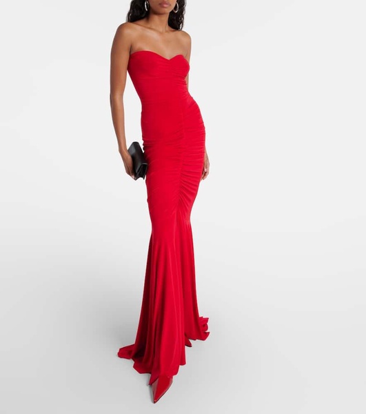 Ruched strapless gown