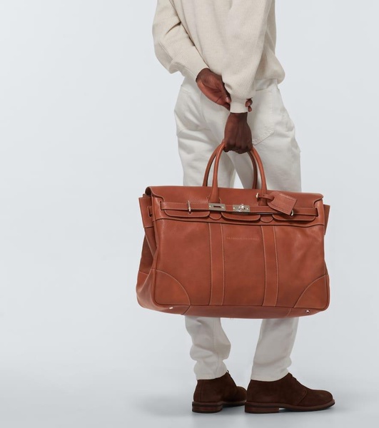 Leather duffel bag