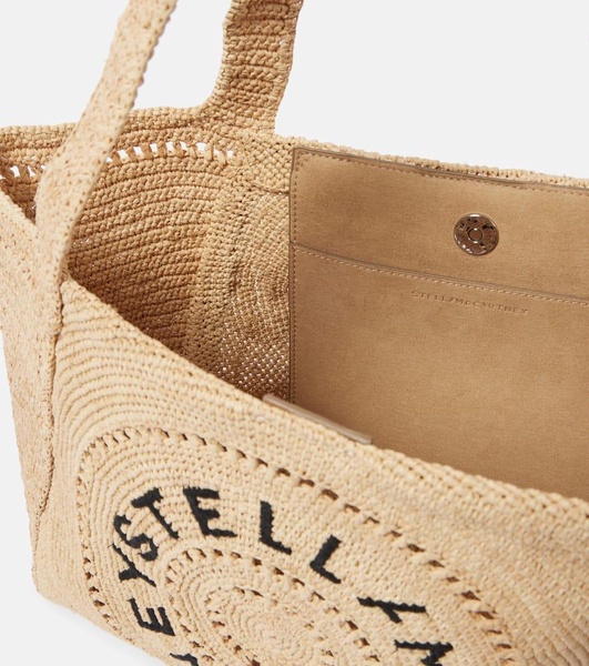 Logo raffia tote bag