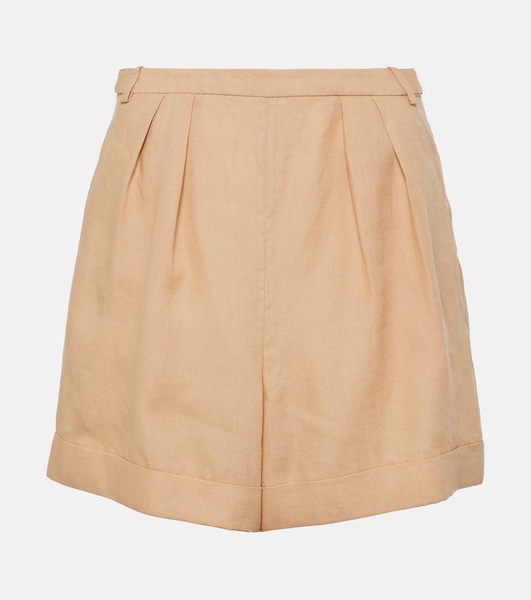 Pleated linen shorts