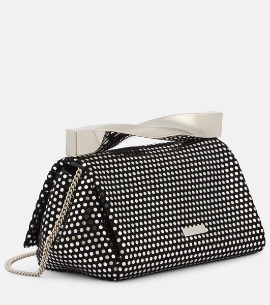 Twist Mini studded suede clutch