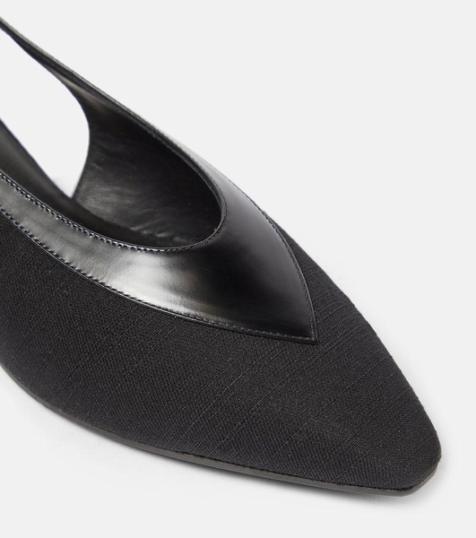 Rebecca leather-trimmed slingback flats