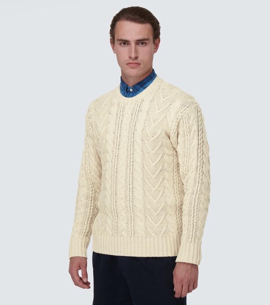 Cable-knit cotton-blend sweater