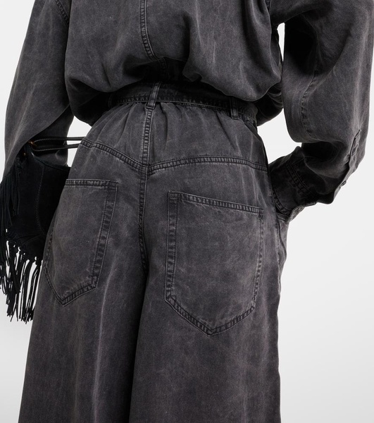 Belted denim jumpsuit