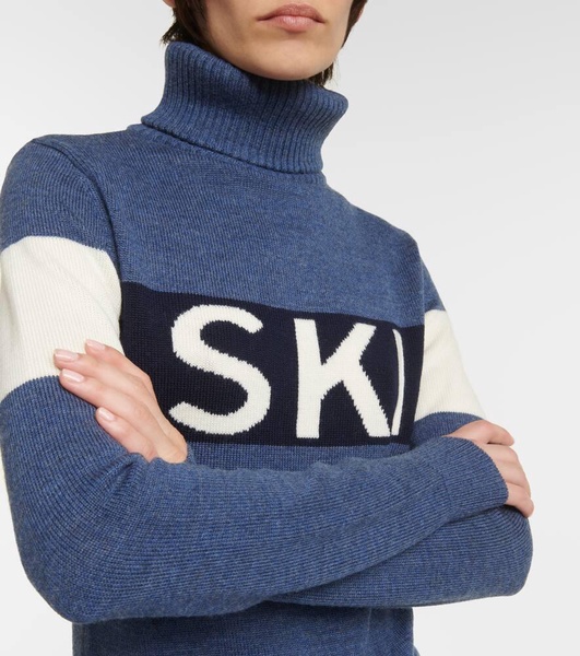 Colorblocked wool turtleneck sweater