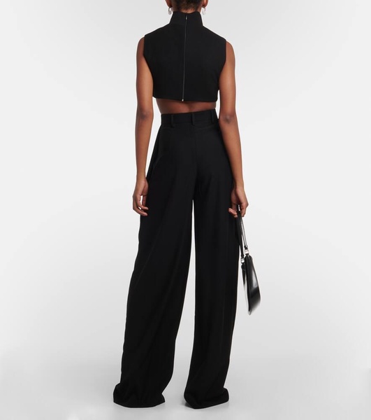 Pleated crêpe wide-leg pants