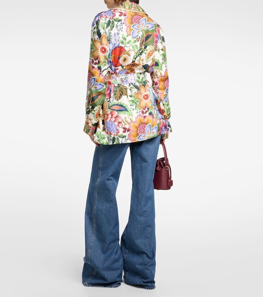 Floral silk wrap jacket