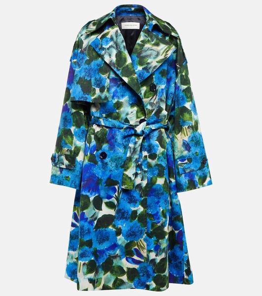 Floral cotton trench coat