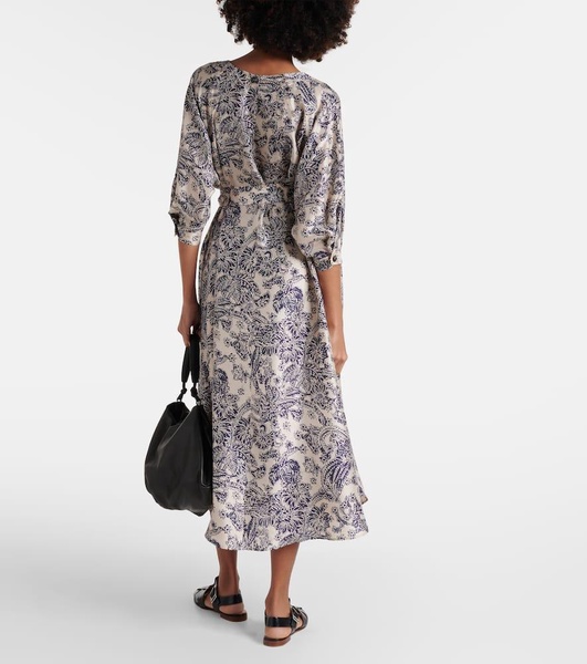 Printed silk midi dress