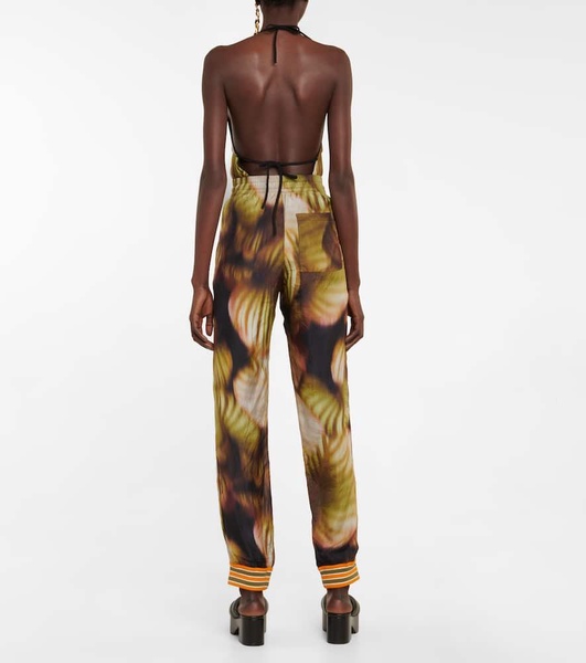 Printed silk and cotton pants