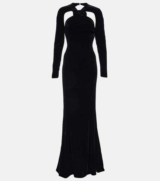 Cutout velvet gown