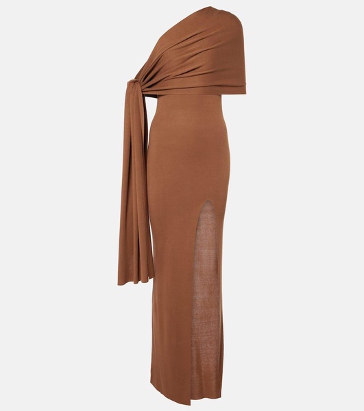 Hale one-shoulder silk-blend maxi dress