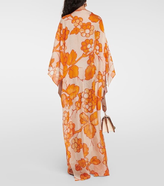 Printed silk kaftan