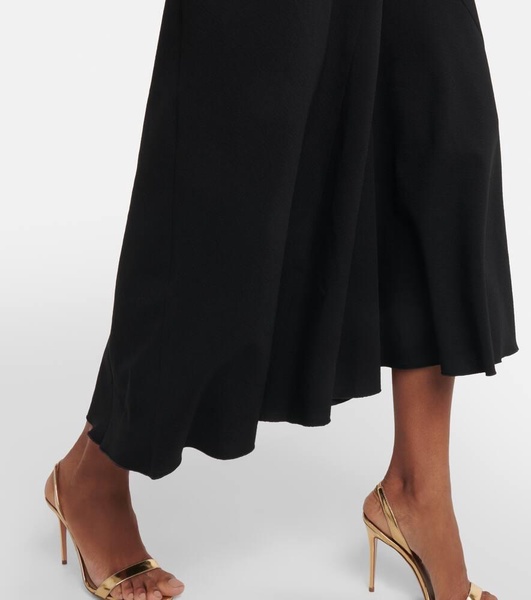 Asymmetric wool-blend crêpe maxi dress