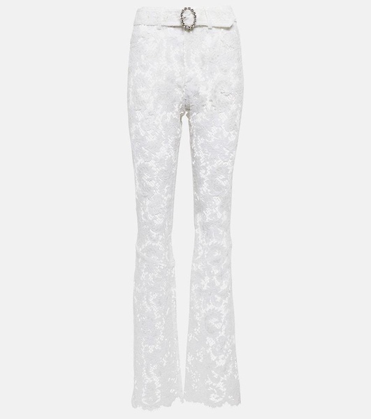 Floral high-rise lace pants