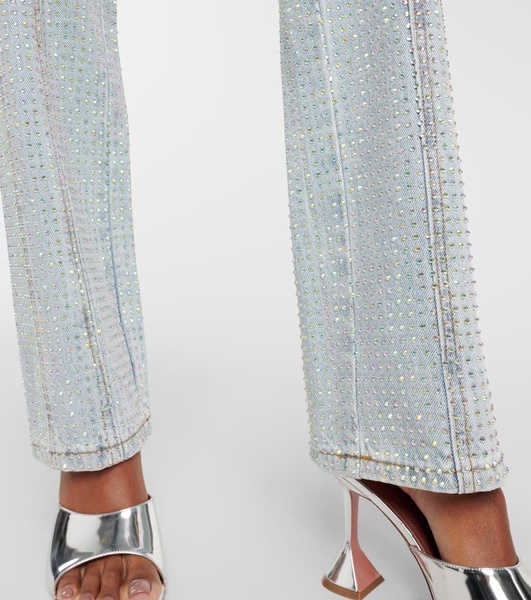 Embellished high-rise straight jeans