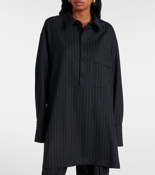 Pinstripe wool-blend shirt