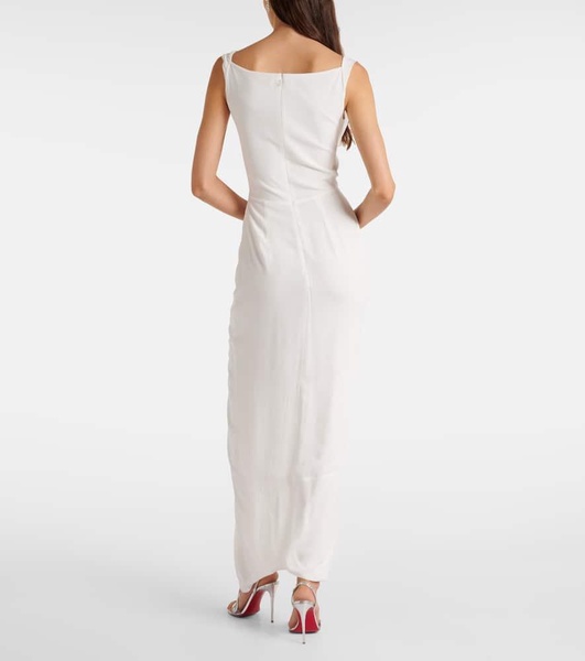 Panther gathered asymmetric maxi dress