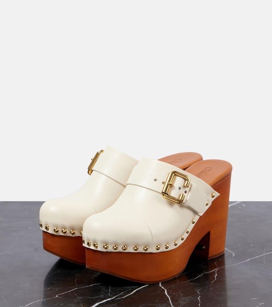 Jeannette studded leather clogs