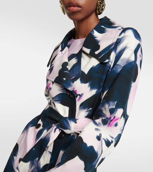 Floral printed trench coat