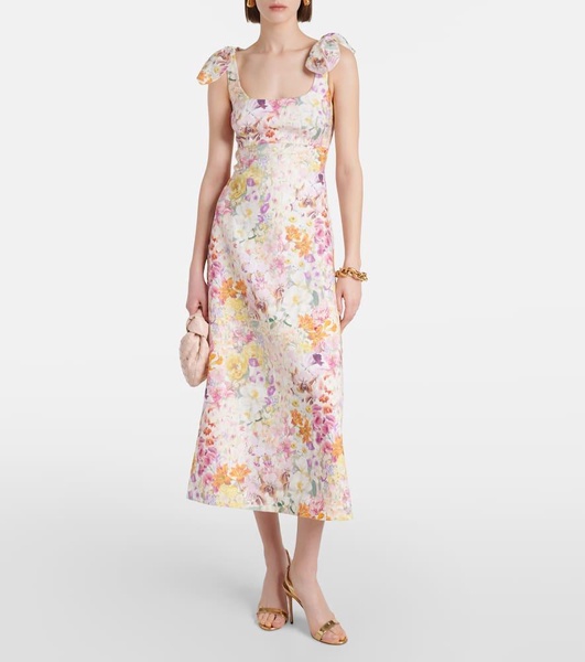 Harmony floral linen midi dress