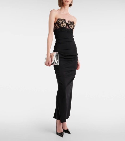 Lace-trimmed bustier gown