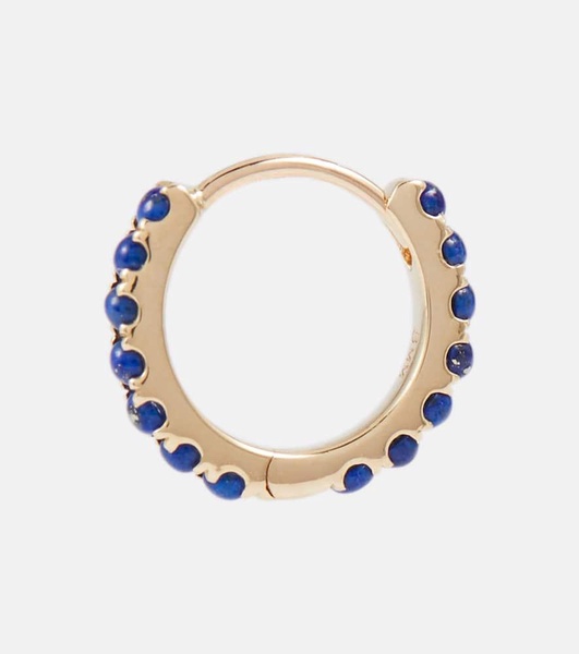 Eternity 14kt gold single hoop earring with lapis