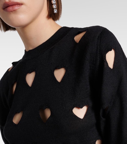 Love Heart cutout wool and silk sweater