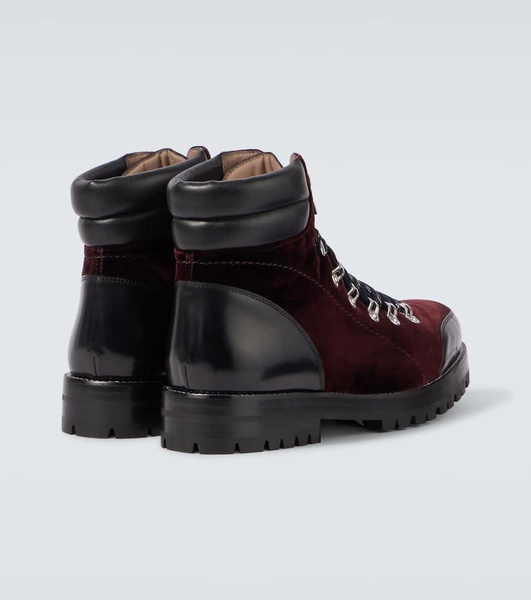 Janka leather-trimmed velvet combat boots