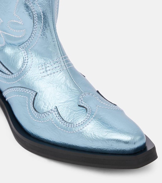 Embroidered metallic cowboy boots