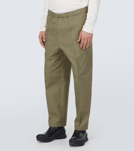 Cotton poplin straight pants