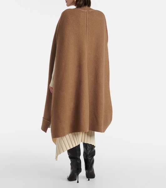 Wool-blend curly cape