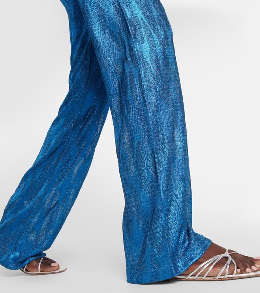 Jacquard high-rise wide-leg pants