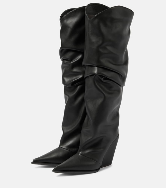 Faux leather knee-high boots