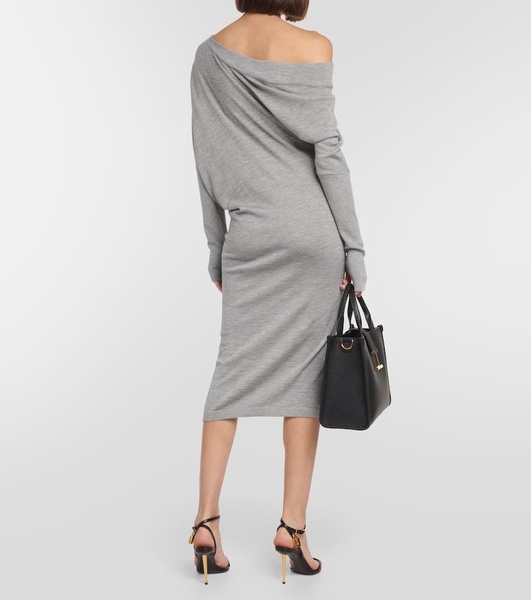 Off-shoulder cashmere and silk midi dress