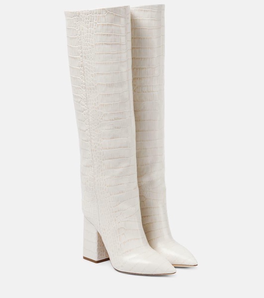 Anja croc-effect leather knee-high boots