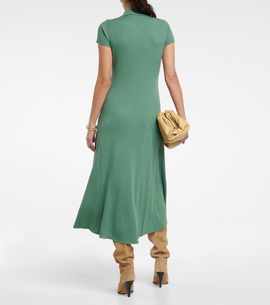 Ribbed-knit wool maxi dress