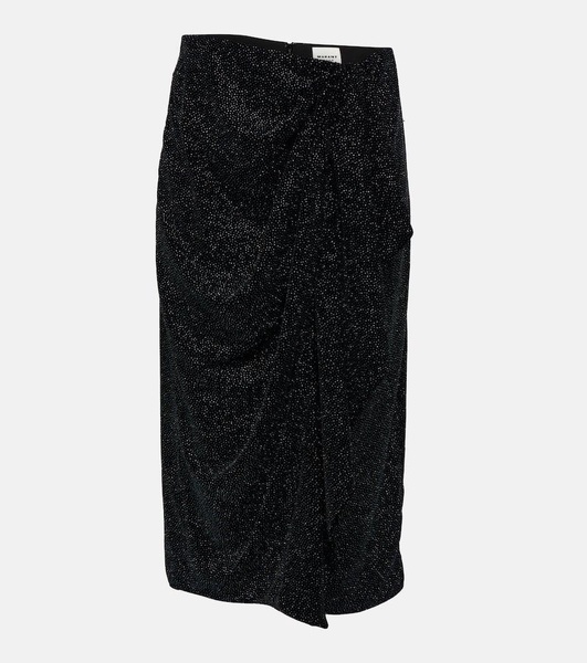 Alyssa embellished velvet midi skirt