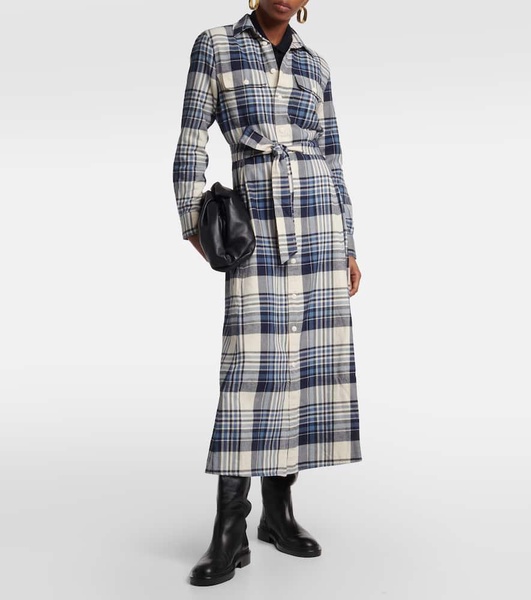 Checked cotton shirt dress