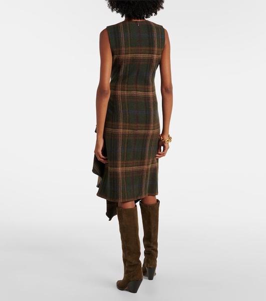 Plaid wool-blend midi dress