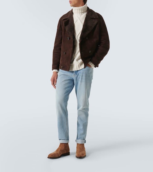 Shearling-lined leather jacket