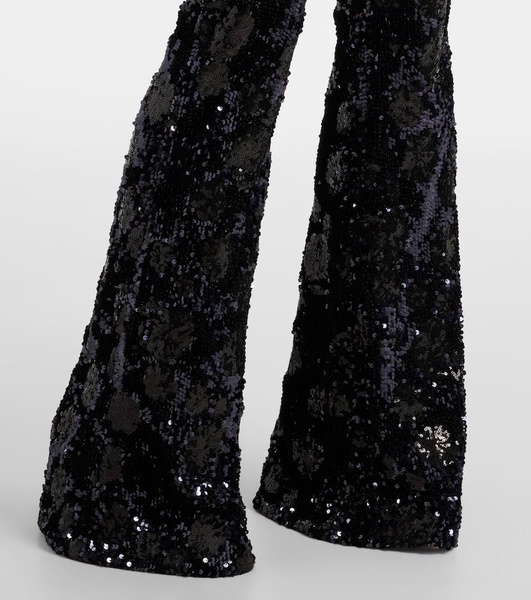 Sequin high-rise flare pants